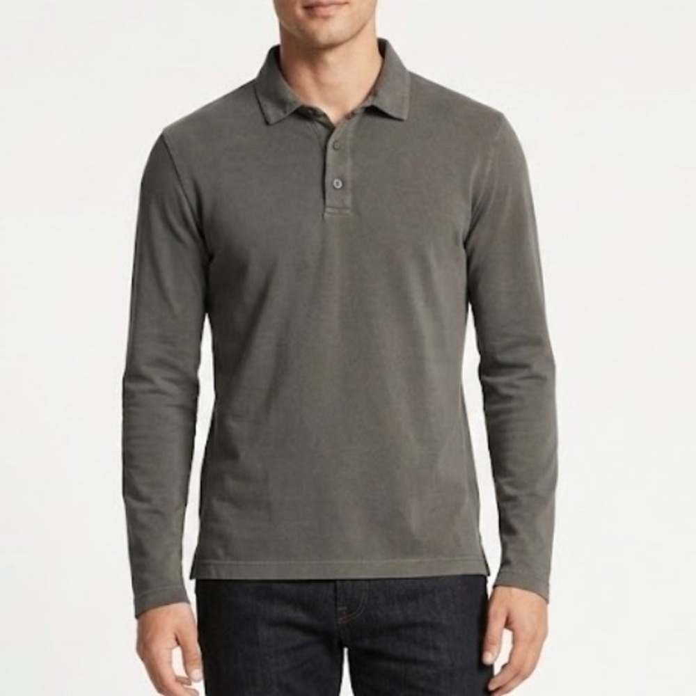 VINCE Long Sleeve Polo Olive Green‎ Mens Small S